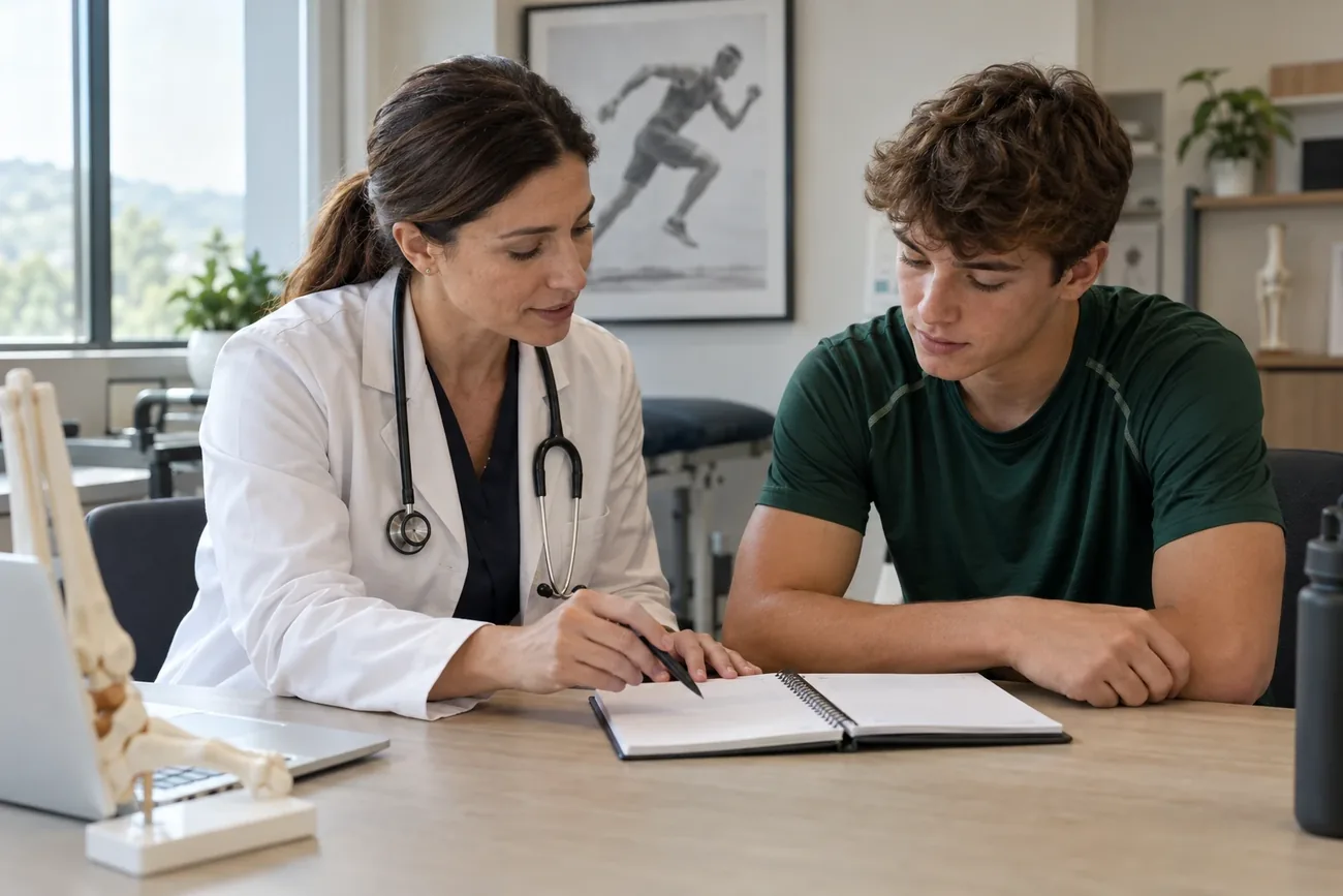 Cena ilustrativa de consulta em medicina esportiva
